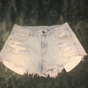 American eagle distressed high waisted shorts